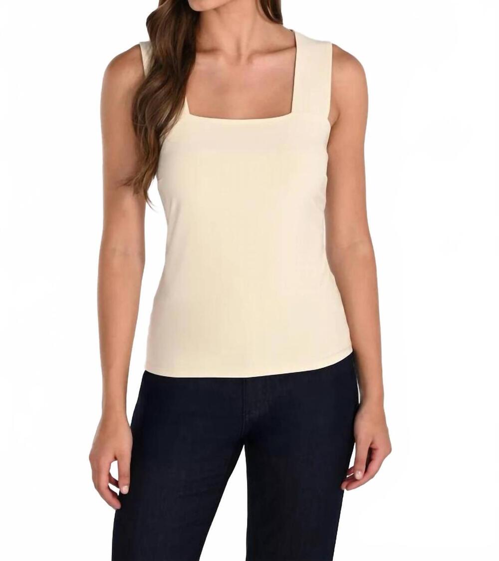 NEW FRANK LYMAN square neck knit tank in off white